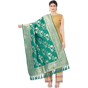 Enthone Women's Woven Floral Banarasi Silk Dupatta