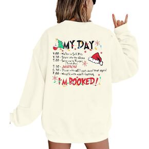 VILOVE Merry Christmas Sweatshirt Women Christmas My Day I'M Booked Hoodies Xmas Long Sleeve Sweater Blouse Top