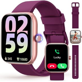 Smart Watch for Women Men Android & iPhone Compatible, Fitness Watch Bluetooth Call & Receive Text, 1.8" Smartwatch with Alexa/Heart Rate/SpO2/Sleep Monitor/Calorie Step Tracker, 7-Day Battery