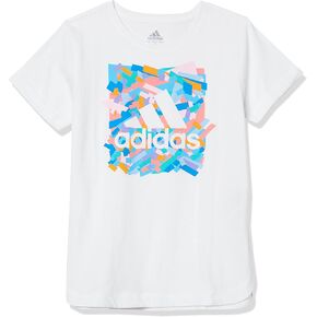adidas Girls' Big Short Sleeve Tee T-Shirt, White, Small