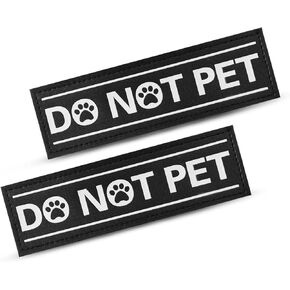 4 PCS Service Dog Patches with Hook Backing, DO NOT PET and in Training Dog Patches, Tactical Dog in Training Harness Reflective Removable Tags, Emotional Support Dog Vest Patches (6.2 X 1.9) Inch