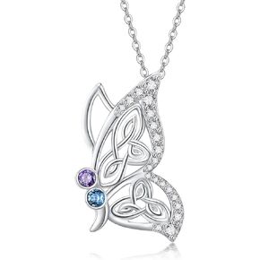 Twoowl Butterfly Necklaces 925 Sterling Silver Butterfly Pendant Necklace Butterfly Jewelry Gifts for Women Girls Birthday