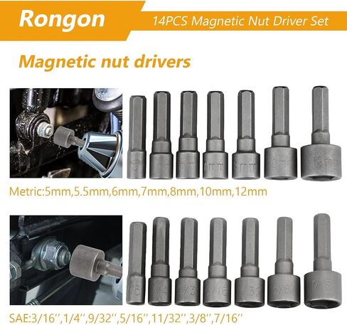 Power Nut Driver Drill Bit Set of 14 Pcs Metric Socket Wrench Screw 1/4 Inch Hex Bits Adapter in Saudi Arabia