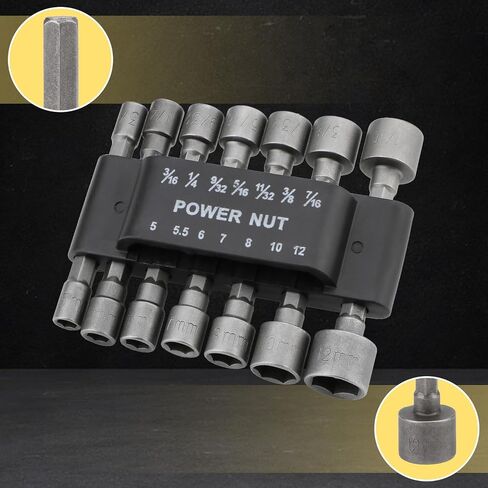 Power Nut Driver Drill Bit Set of 14 Pcs Metric Socket Wrench Screw 1/4 Inch Hex Bits Adapter in Saudi Arabia