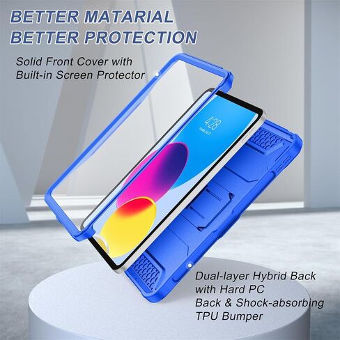 Soke Case for iPad 10th Generation 10.9-inch 2022, with Built-in Screen Protector and Kickstand, Rugged Full Body Protective Cover for New Apple iPad 10.9 Inch - Abyss Blue in Saudi Arabia