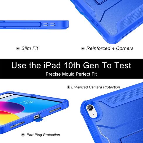 Soke Case for iPad 10th Generation 10.9-inch 2022, with Built-in Screen Protector and Kickstand, Rugged Full Body Protective Cover for New Apple iPad 10.9 Inch - Abyss Blue in Saudi Arabia