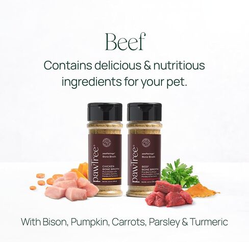 مسحوق مرق العظام من pawTree pawPairings، معزز للنكهة لأي طعام للقطط أو الكلاب - مصدر للبروتين والجليسين ومضادات الأكسدة - مرق عظام الدجاج - 3 أونصة in Kuwait