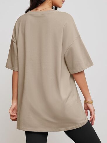 ATHMILE Womens Oversized T Shirts V Neck Tees Half Sleeve Cozy Comfy Tunic 2024 Y2K Tops Casual in Saudi Arabia