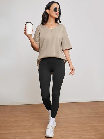 ATHMILE Womens Oversized T Shirts V Neck Tees Half Sleeve Cozy Comfy Tunic 2024 Y2K Tops Casual in Saudi Arabia