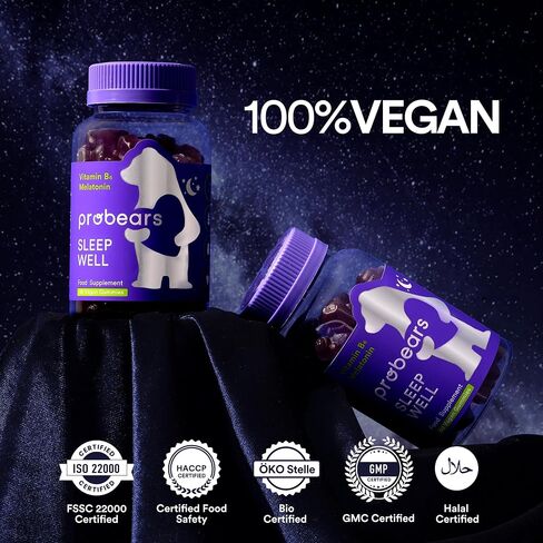 Probears® Biotin (B7) Vegan Hair Growth Gummies Vitamins - Essential Vitamins A, B5, B6, B12, C, D2, E for Hair Loss Prevention - Gluten-Free, Gelatin-Free, Halal - 60 Count in Saudi Arabia