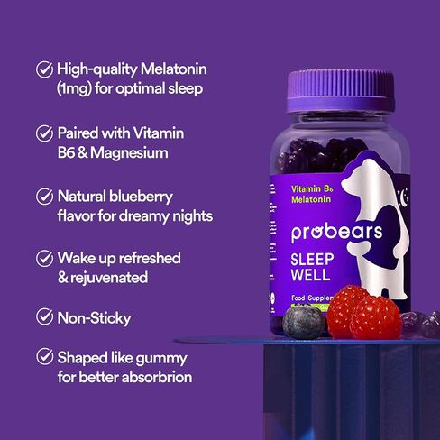 Probears® Biotin (B7) Vegan Hair Growth Gummies Vitamins - Essential Vitamins A, B5, B6, B12, C, D2, E for Hair Loss Prevention - Gluten-Free, Gelatin-Free, Halal - 60 Count in Saudi Arabia