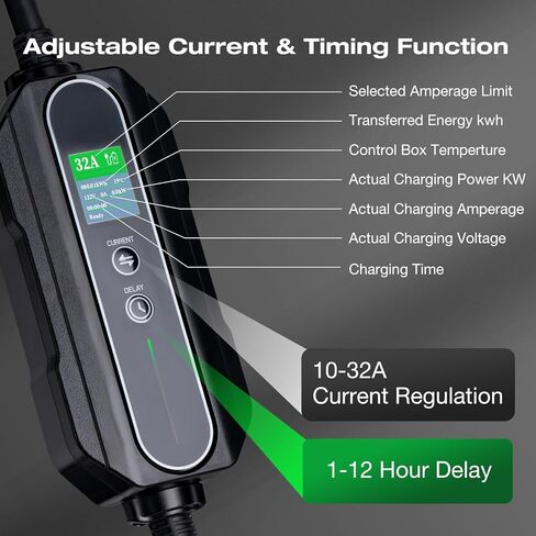 كابل شاحن Addlon Level 2 EV يصل إلى 40 أمبير، 240 فولت، كابل تمديد 21 قدم NEMA 14-50 متوافق مع SAE J1772 EV، شاحن EV محمول مع حقيبة حمل مناسبة للشحن المنزلي والخارجي in Kuwait