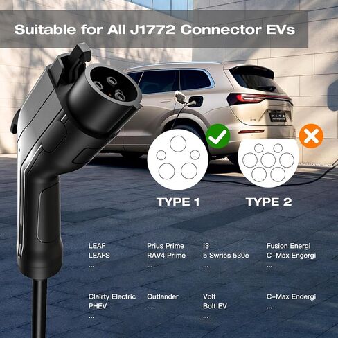 كابل شاحن Addlon Level 2 EV يصل إلى 40 أمبير، 240 فولت، كابل تمديد 21 قدم NEMA 14-50 متوافق مع SAE J1772 EV، شاحن EV محمول مع حقيبة حمل مناسبة للشحن المنزلي والخارجي in Kuwait