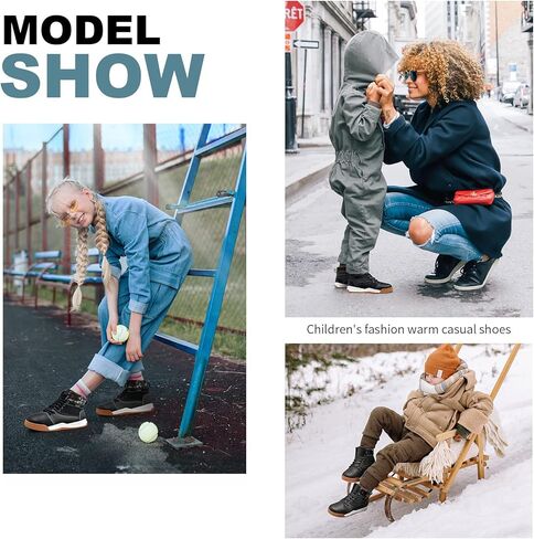 ASHON الاطفال أحذية الثلوج للبنين بنات الشتاء عالية أعلى عدم الانزلاق الأحذية الطقس البارد فو الفراء اصطف الأحذية الدافئة in Kuwait