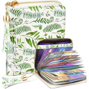 Bistup 【40 Slots Credit Card Holder for Women Girls Cute RFID Blocking Card Organizer Leather Cardholder Protector for Lady Female Large Capacity Size Big Zipper Wallet Lips Cool Aesthetic Unique