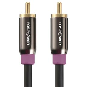 FosPower Subwoofer Cable (10 FT) RCA to RCA Audio Stereo Cable, Male to Male - Dual Shielded Cord | 24K Gold Plated Connector | Corrosion Resistant | Clean Sounding Signal