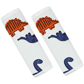 CUXFLS Baby Strap Cover for Children, 2 Pcs Infant Car Seat Belt Cover Pad, Baby Neck Pad Protector for Kids Newborn Infants Toddlers (Navy Dinosaur)