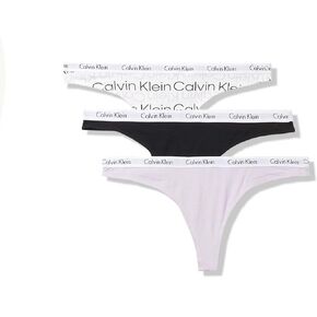 Calvin Klein Underwear Women's Carousel, Multipack 3 Pack Thong, Black/Black/Black, Small
