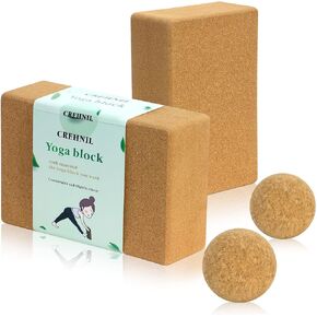 High Density Cork Wood Yoga Blocks 2 Pack Pilates Soft Brick Workout Handstand Set 9x6x3