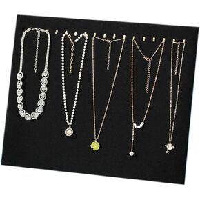 MIAO JIN 4 Pack Black 14.6"x11.8" 17 Hook Velvet Necklace Display Stands Jewelry Storage Holder Organizer Tray/Pad/Showcase/Display case