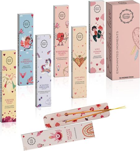 Raajsee Natural Incense Sticks with Insence Holder- Pack of 6 Organic Inscent -120 Insense Sticks, Non Toxic Clean Burning, Boho Gift Set, Sage,Apple Pumpkin,Coconut, Coffee,Rosemary Patchouli in Saudi Arabia