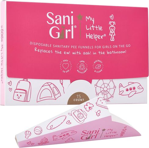 SaniGirl Pee Funnels Girls Age 3-12 Disposable Urination Device Portable Pee Cups Outdoor Travel Potty (Pack of 10) in Saudi Arabia