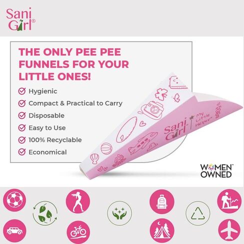 SaniGirl Pee Funnels Girls Age 3-12 Disposable Urination Device Portable Pee Cups Outdoor Travel Potty (Pack of 10) in Saudi Arabia
