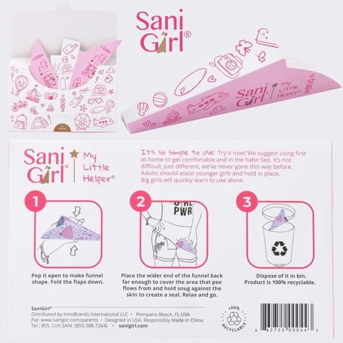 SaniGirl Pee Funnels Girls Age 3-12 Disposable Urination Device Portable Pee Cups Outdoor Travel Potty (Pack of 10) in Saudi Arabia