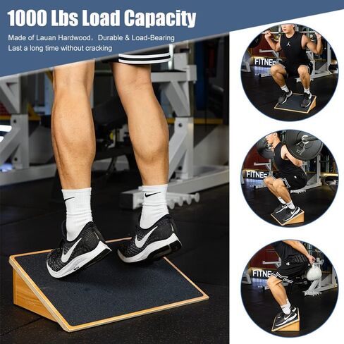StrongTek Slant Board for Knees Over Toes, Training Incline Board for Squats, 1000 Lbs Weight Capacity, Wooden Incline Boards with Non-Slip Surface for Calf Stretch, Weightlifting, Fitness in Kuwait