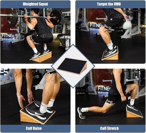 StrongTek Slant Board for Knees Over Toes, Training Incline Board for Squats, 1000 Lbs Weight Capacity, Wooden Incline Boards with Non-Slip Surface for Calf Stretch, Weightlifting, Fitness in Kuwait