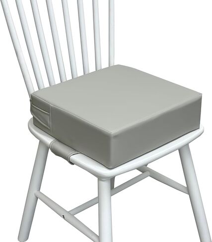 Toddler Booster Seat for Dining Table – PU Washable Cushion with Double Safe Straps, Non-Slip Bottom, Portable Travel Booster Seat for Toddlers (Grey) in Saudi Arabia