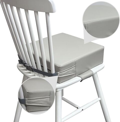 Toddler Booster Seat for Dining Table – PU Washable Cushion with Double Safe Straps, Non-Slip Bottom, Portable Travel Booster Seat for Toddlers (Grey) in Saudi Arabia
