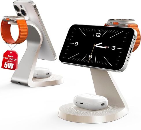 محطة شحن 3 في 1 لأجهزة Apple، حامل شاحن Mag-Safe للشحن السريع، شاحن لاسلكي لسلسلة iPhone 15/14/13/12، وAirPods، وiWatch (يتضمن شاحن USB 30 وات) in Kuwait