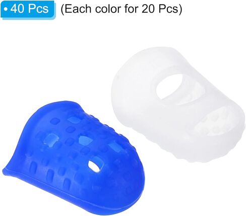PATIKIL 0.71 Inch Rubber Finger Tips, 40 Pack Silicone Thumb Fingertip Protector Covers Pads Thimble for Guitar Playing Office Counting Sewing, Blue, Clear Small Size in Saudi Arabia