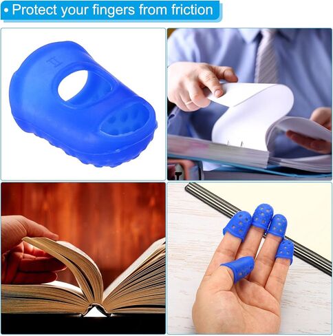 PATIKIL 0.71 Inch Rubber Finger Tips, 40 Pack Silicone Thumb Fingertip Protector Covers Pads Thimble for Guitar Playing Office Counting Sewing, Blue, Clear Small Size in Saudi Arabia