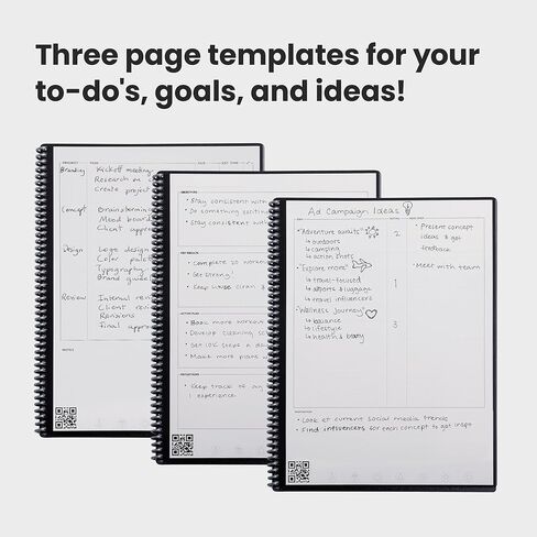 مخطط ومفكرة Rocketbook، Fusion: مخطط ومفكرة ذكية قابلة لإعادة الاستخدام | تحسين الإنتاجية باستخدام مخطط الكمبيوتر المحمول المتصل رقميًا | منقط، 8.5 بوصة × 11 بوصة، 42 صفحة، رمادي داكن in Kuwait