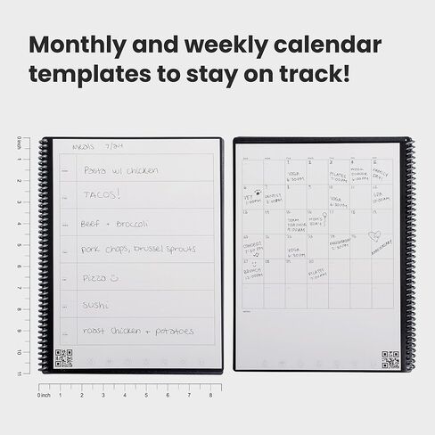 مخطط ومفكرة Rocketbook، Fusion: مخطط ومفكرة ذكية قابلة لإعادة الاستخدام | تحسين الإنتاجية باستخدام مخطط الكمبيوتر المحمول المتصل رقميًا | منقط، 8.5 بوصة × 11 بوصة، 42 صفحة، رمادي داكن in Kuwait