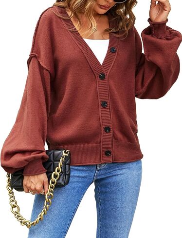 سترة صوفية نسائية من GAMISS بأكمام طويلة متماسكة مفتوحة من الأمام ورقبة على شكل حرف v خفيفة الوزن وأزرار سفلية مجوفة in Kuwait