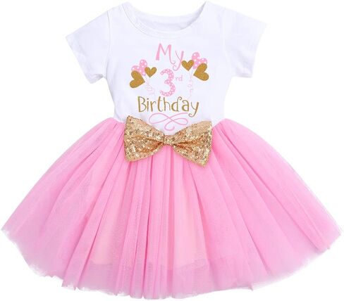 Girls Baby 1st 2nd 3rd Birthday Outfit Mouse Polka Dots Wild ONE Party Ruffle Tulle Dress+Sequins Headband 2PCS Tutu Skirt Costume for Toddler Princess Photo Shoot Clothes Set Ball Hot Pink 3T in Saudi Arabia