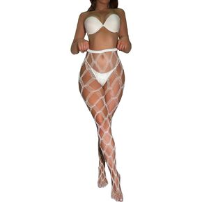 GORGLITTER Women's Cut Out Fishnet Stockings High Waist Mesh Fishnet Tights Pantyhose
