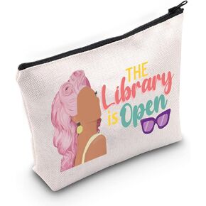 WZMPA Funny Queen Cosmetic Makeup Bag TV Show Fans Gift The Library Is Open Zipper Pouch For Women Girls (Library Is Open)