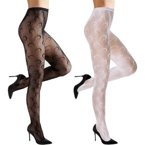 Liutufy 2-Pack Women's Sparkling Fishnet Stockings - Rhinestone Party Pantyhose