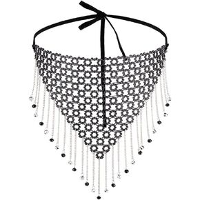 AHANDMAKER Fringe Masquerade Mask for Women, Rhinestone Tassel Face Mask Face Veil Mask Chain for Mardi Gras Halloween Party
