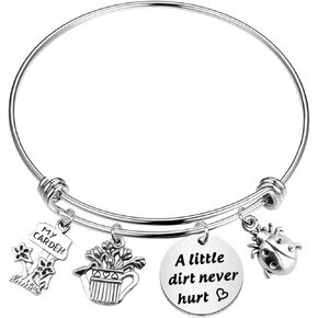 CHOORO Gardener Bracelet Gift Gardening Charm Bangle A Little Dirt Never Hurt Bracelet Yard Work Gardening Jewelry Gift for Gardening Lover Horticulturist