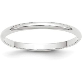 Sonia Jewels 14k White Gold 2mm Plain Classic Dome Wedding Band Ring