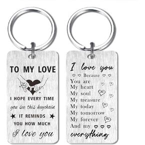 Gezxin To My Love Valentines Day Gifts- Husband Wife Boyfriend Girlfriend Keychain for Him Her- Long Distance Anniversary Father's Day Mother's Day Presents for Women Men