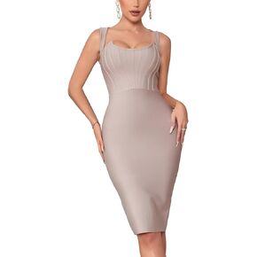 فستان Madam Uniq النسائي بأشرطة لحفلات الكوكتيل وحفلات الزفاف وحفلات الضيوف وحفلات Bodycon ونادي رسمي