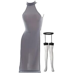 JasmyGirls Cosplay Lingerie Sexy See Through Dress Naughty Nightgowns Anime Split Babydoll Chemise Sleeveless Sleepwear