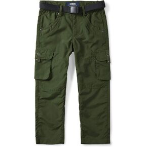 OCHENTA Boy's Hiking Pants, Kids Youth Quick Dry Outdoor Fishing Scout Cargo Trousers Army Green 180-12-13 Years