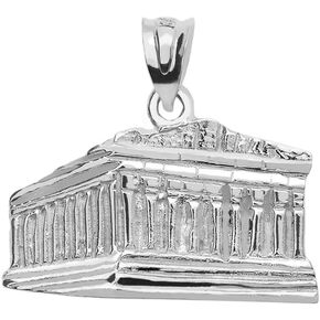Greek Temple Parthenon Akropolis Charm Pendant in 925 Sterling Silver